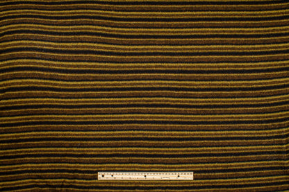 Brown and Black Striped Poly Wool Jersey Knit - Prime Fabrics