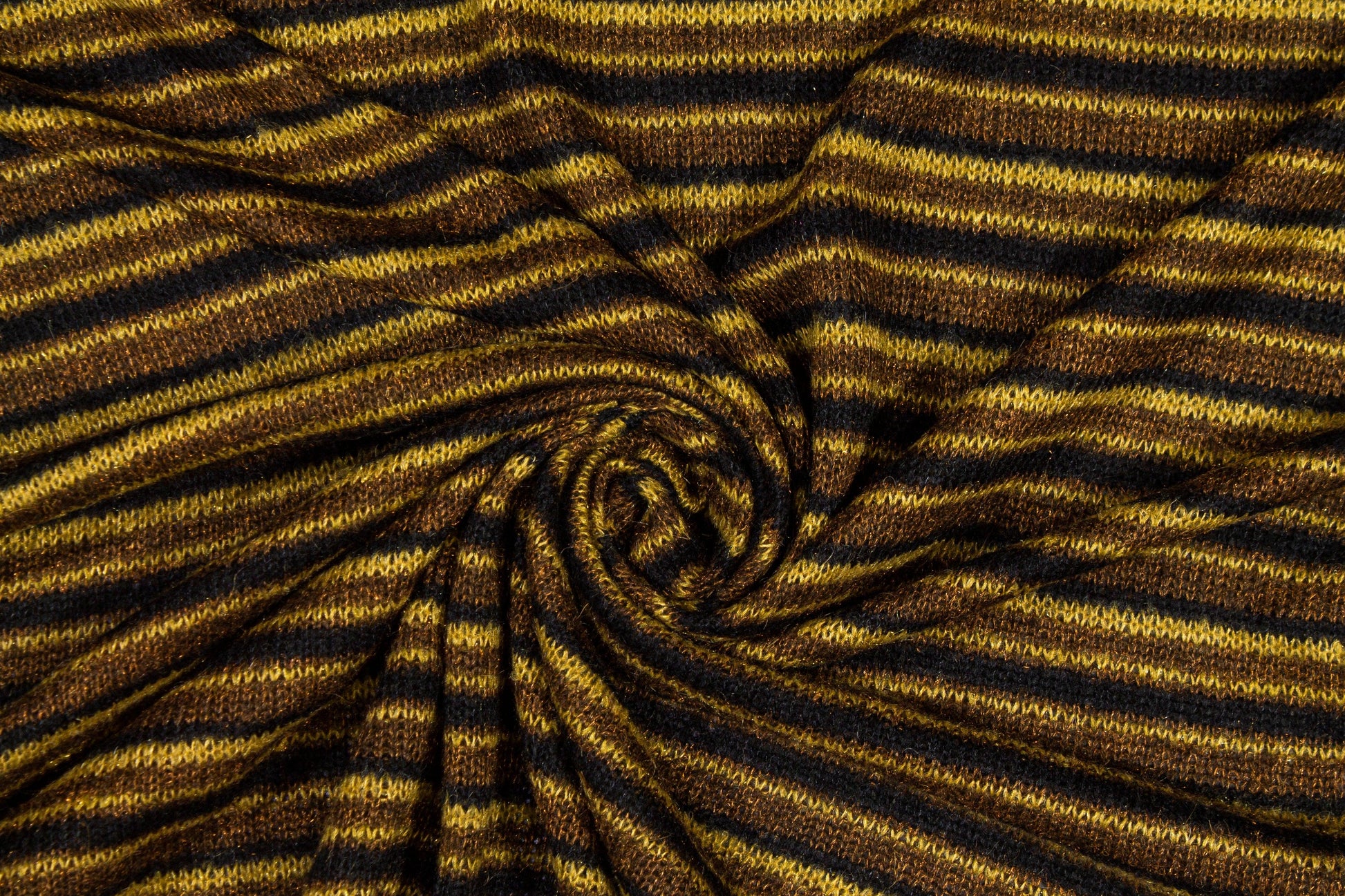 Brown and Black Striped Poly Wool Jersey Knit - Prime Fabrics