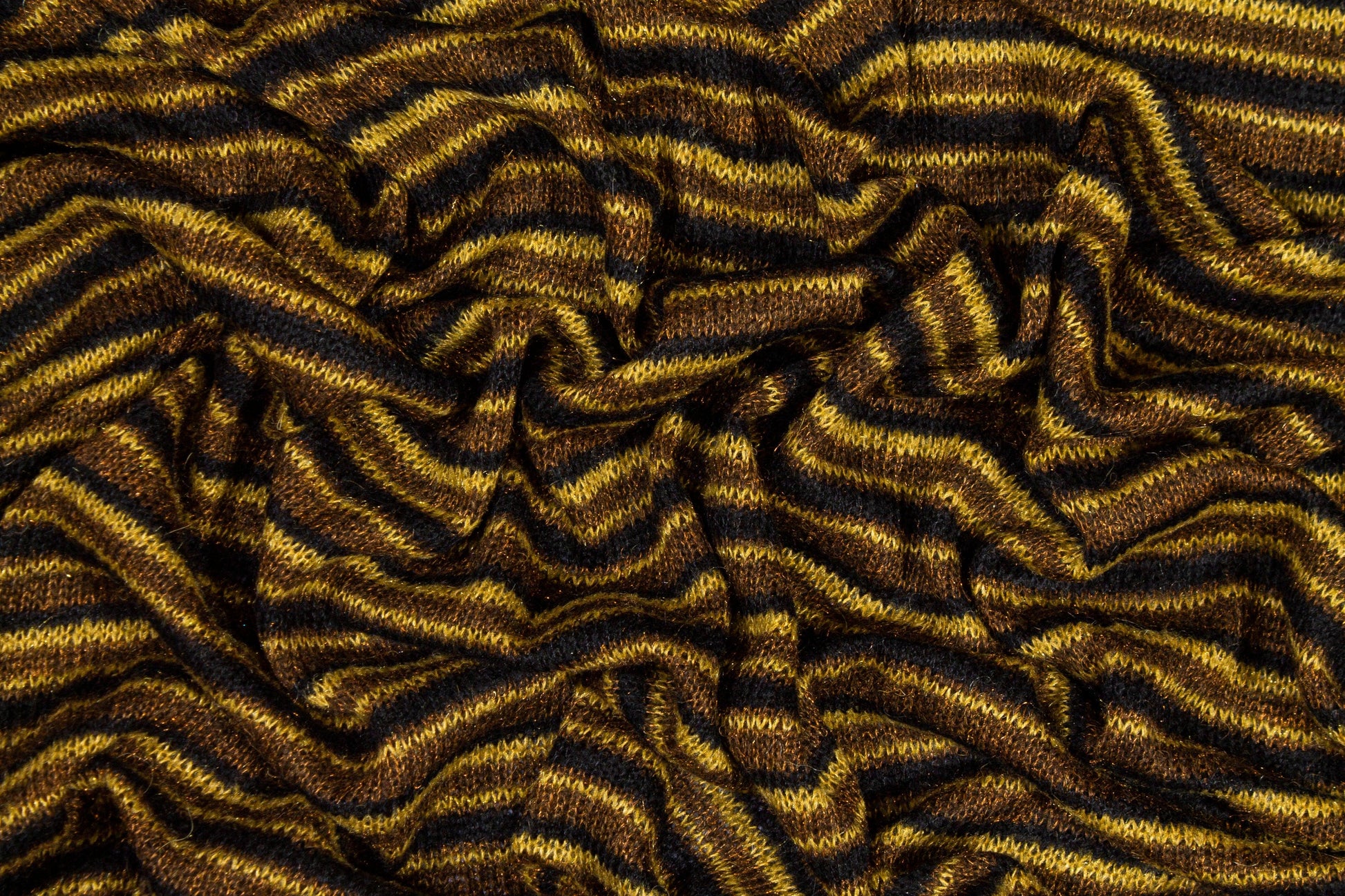 Brown and Black Striped Poly Wool Jersey Knit - Prime Fabrics