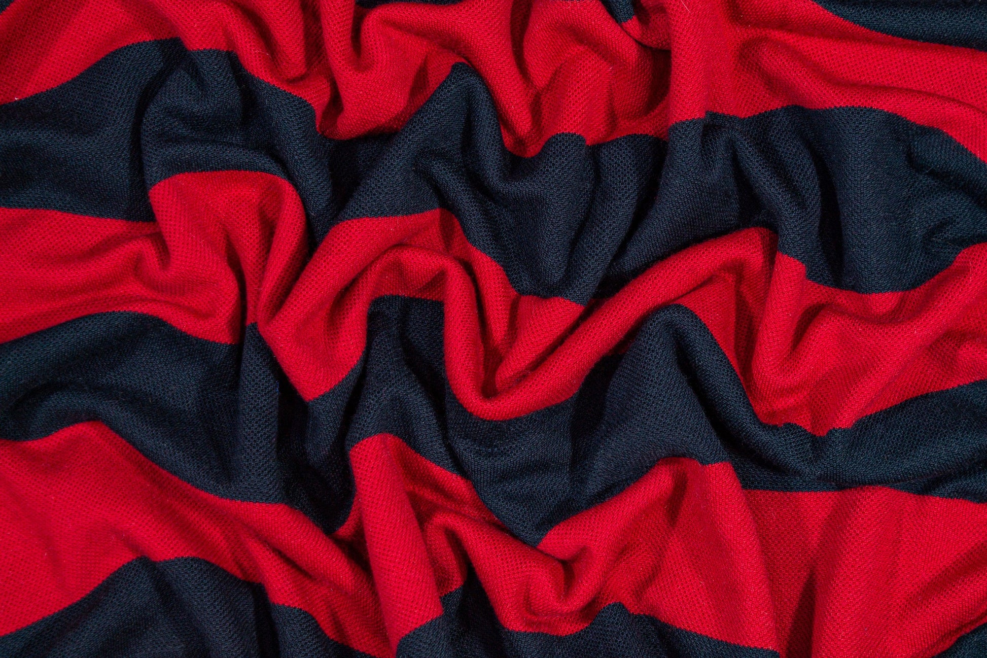 Red and Navy Striped Wool Jersey Knit - Prime Fabrics