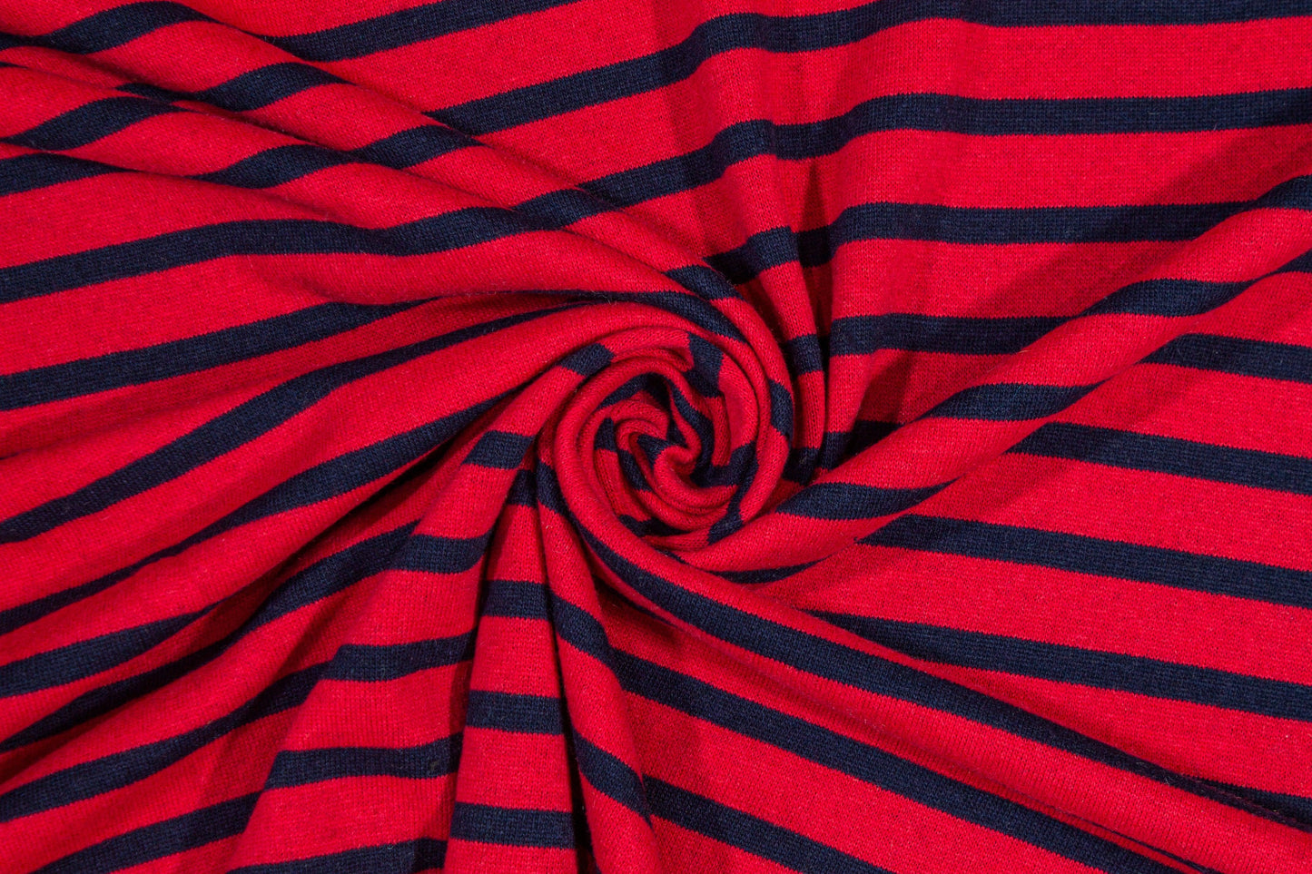 Red and Navy Striped Wool Jersey - Prime Fabrics