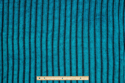 Turquoise Longhair Striped Poly Jersey - Prime Fabrics