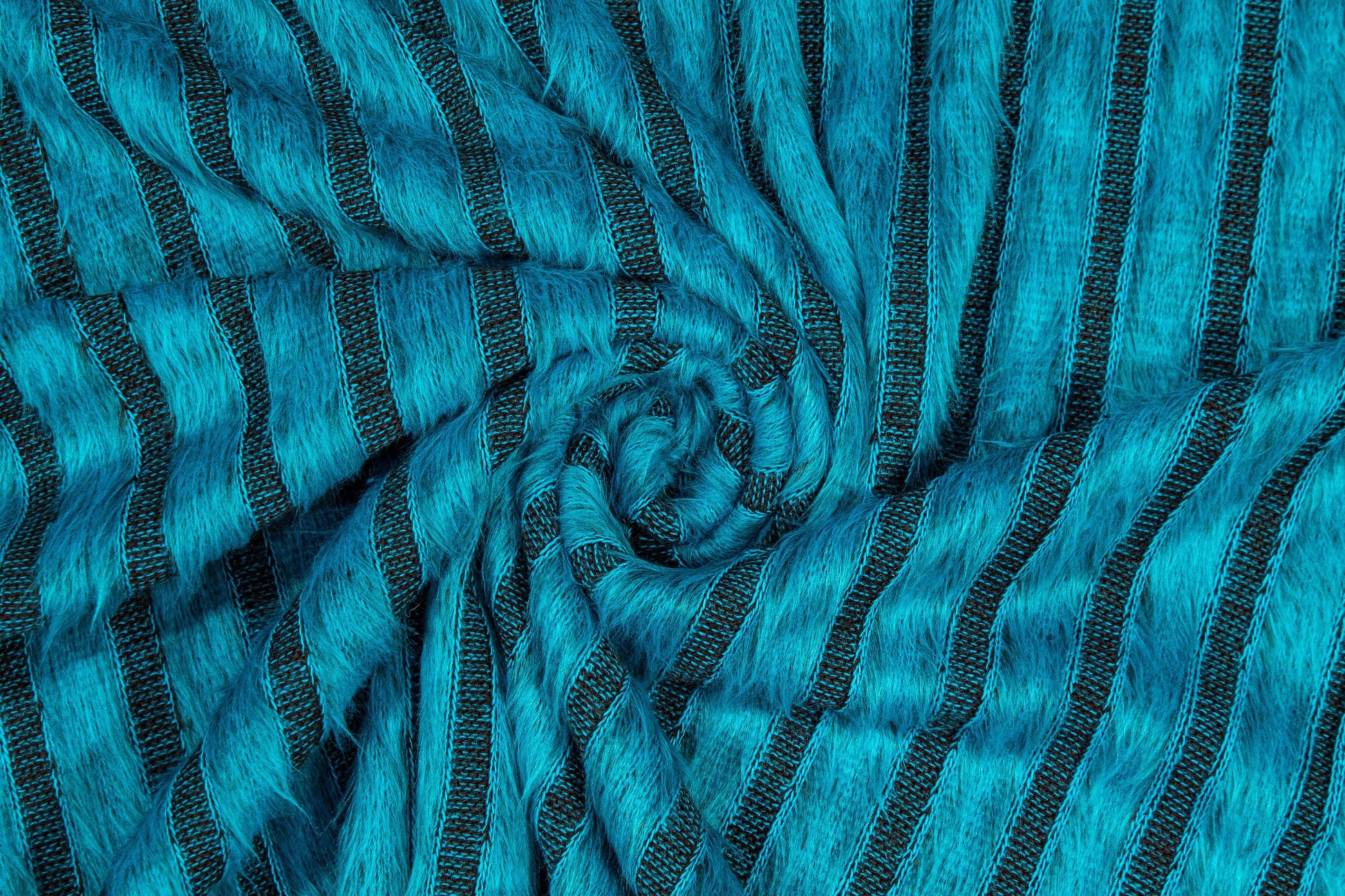 Turquoise Longhair Striped Poly Jersey - Prime Fabrics