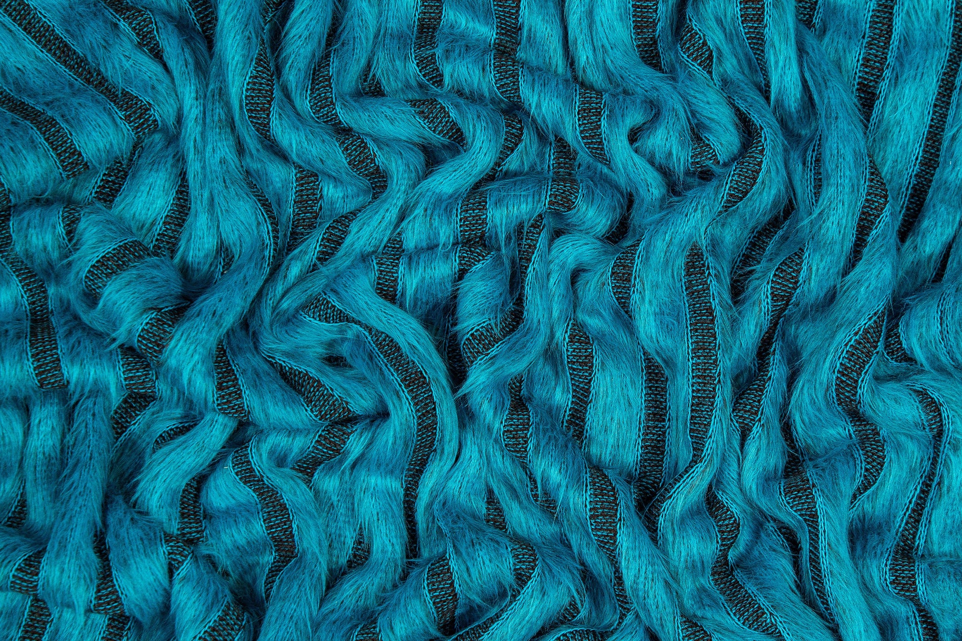 Turquoise Longhair Striped Poly Jersey - Prime Fabrics