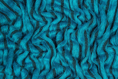 Turquoise Longhair Striped Poly Jersey - Prime Fabrics