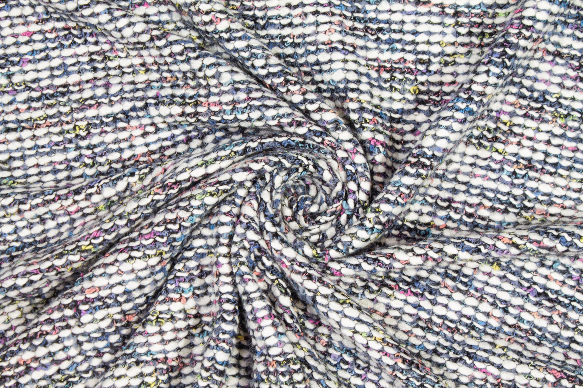 White and Multicolor Wool and Viscose Knit - Prime Fabrics