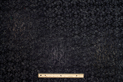 Black and Gray Floral Poly Wool Jersey - Prime Fabrics