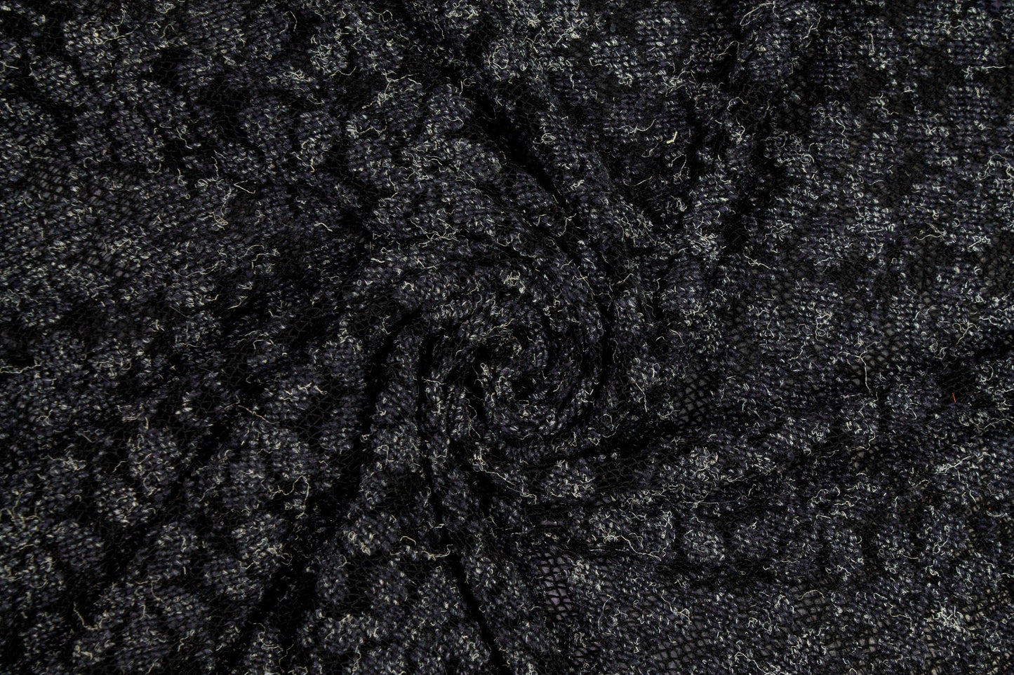 Black and Gray Floral Poly Wool Jersey - Prime Fabrics