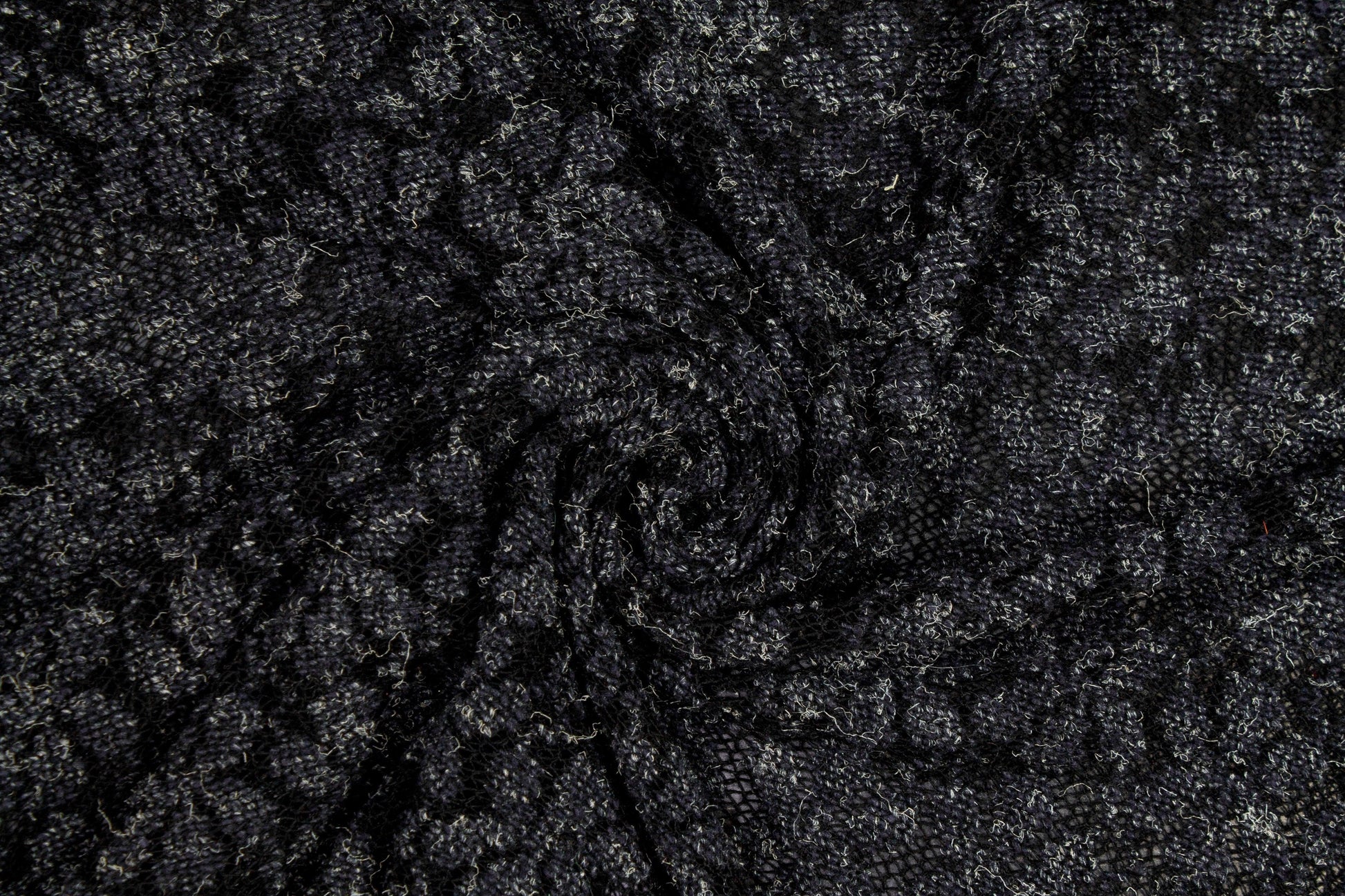 Black and Gray Floral Poly Wool Jersey - Prime Fabrics