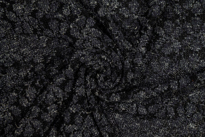 Black and Gray Floral Poly Wool Jersey - Prime Fabrics