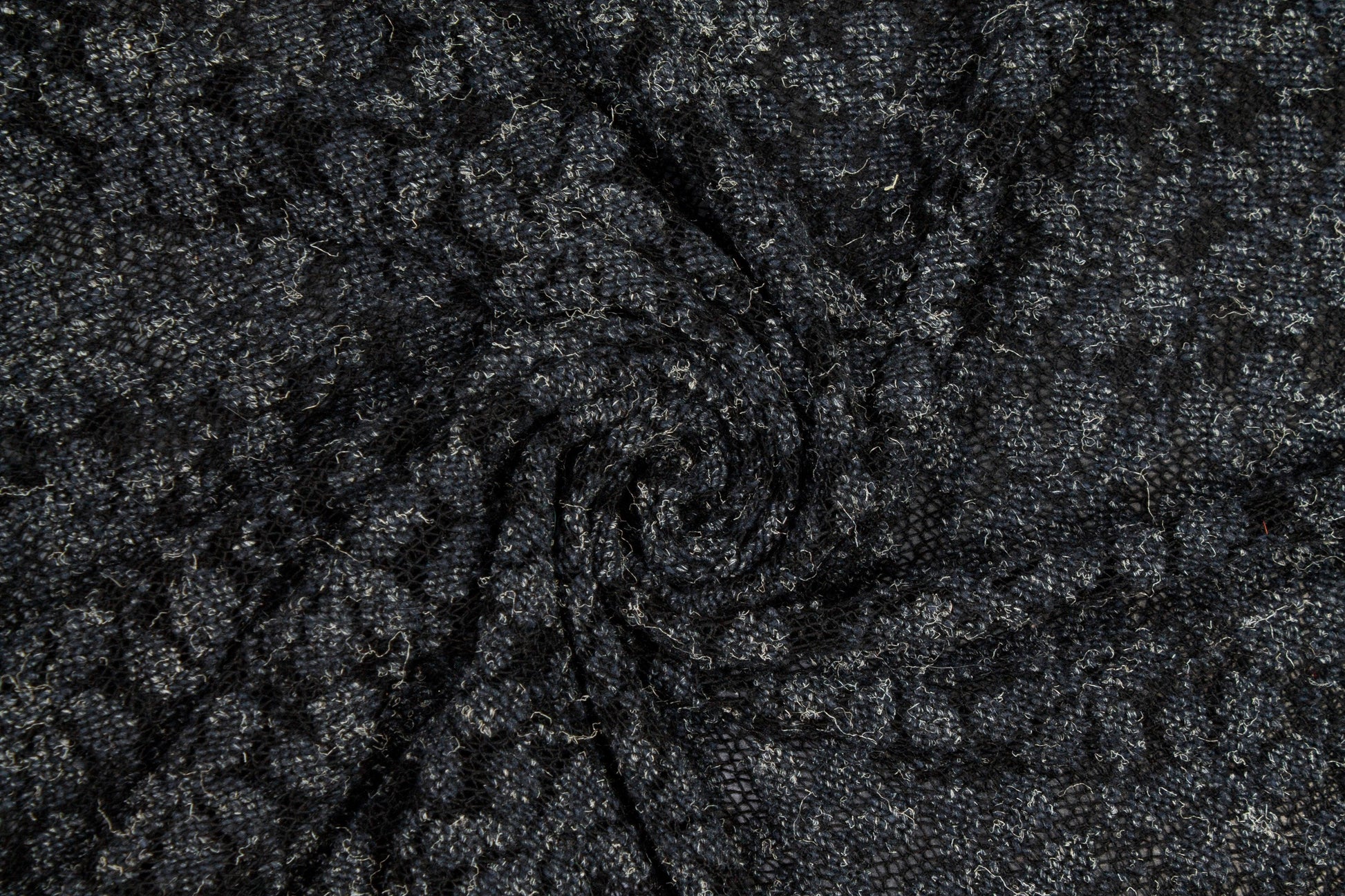 Black and Gray Floral Poly Wool Jersey - Prime Fabrics