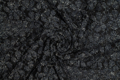 Black and Gray Floral Poly Wool Jersey - Prime Fabrics