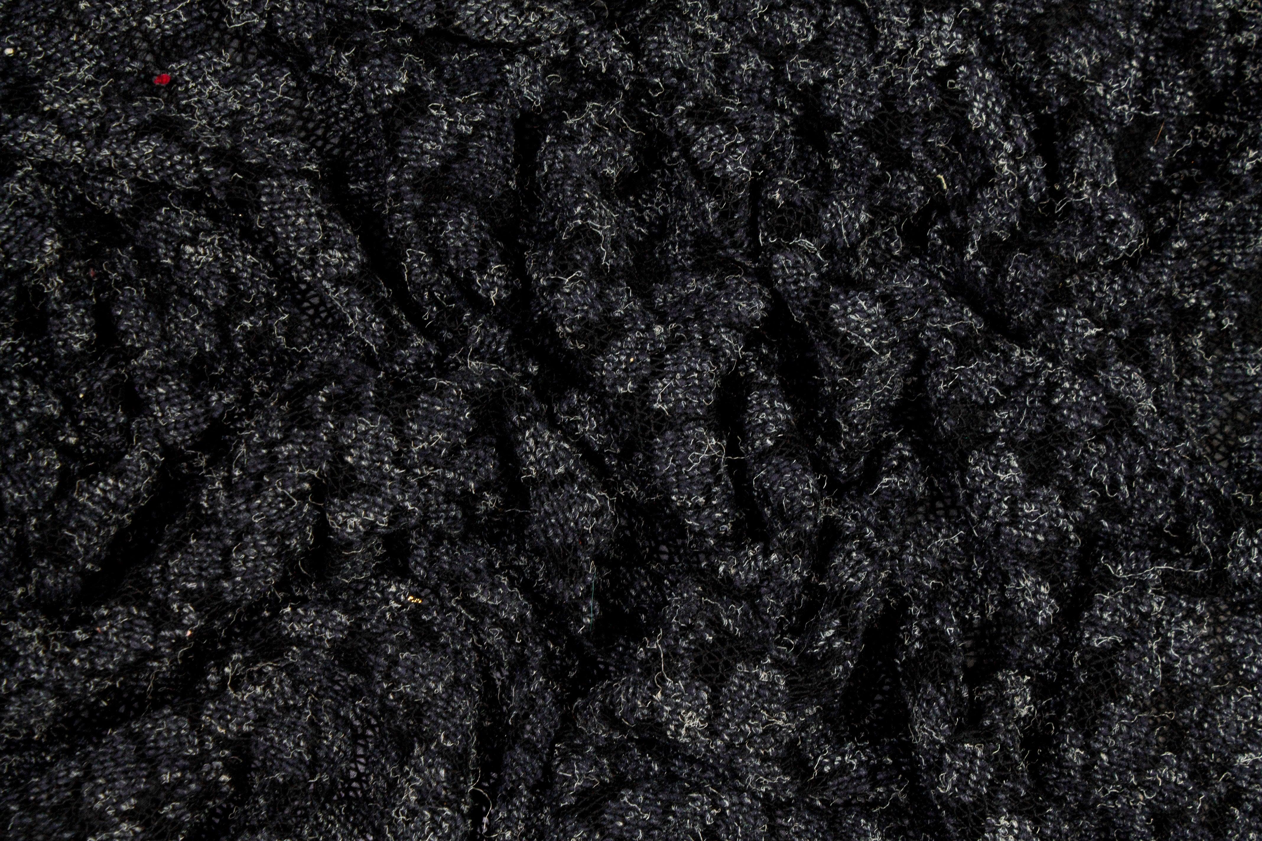 Black and Gray Floral Poly Wool Jersey - Prime Fabrics
