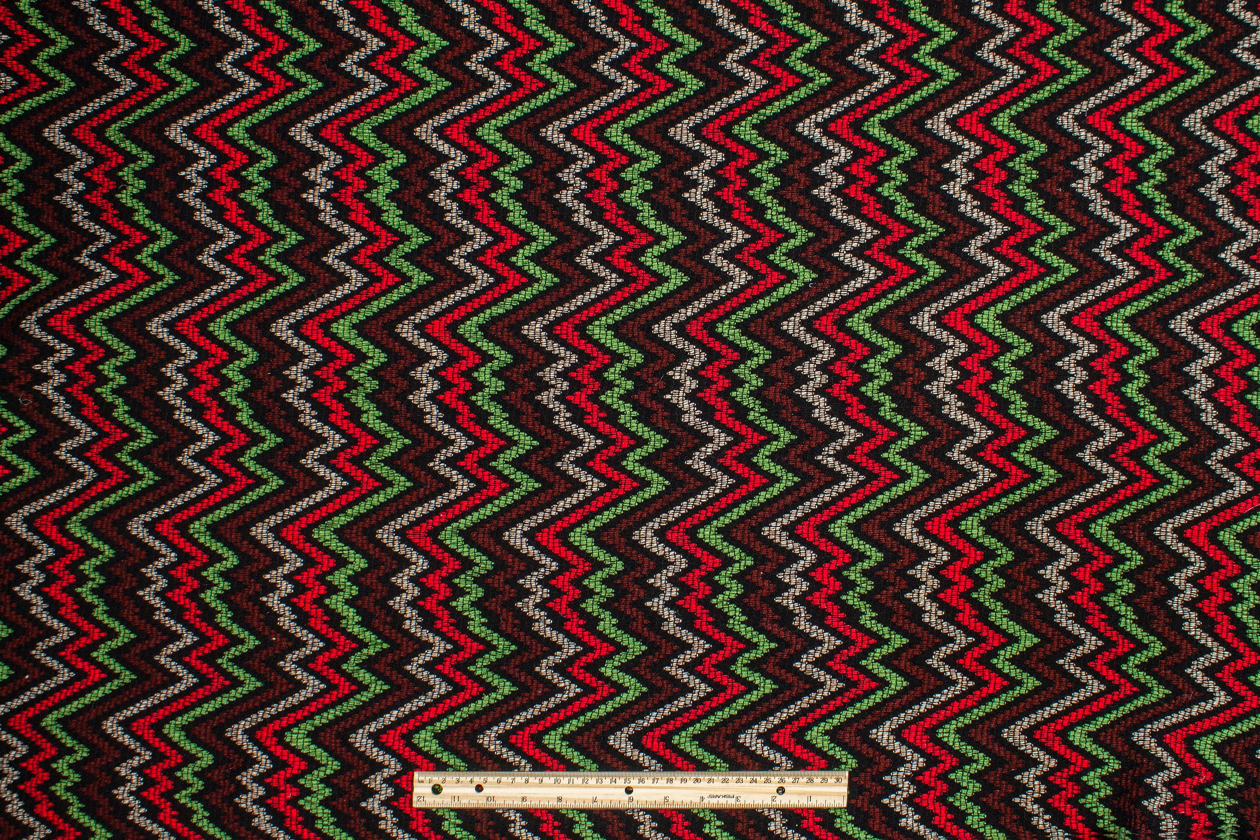 Multicolor Zig Zag Wool Jersey Knit - Prime Fabrics