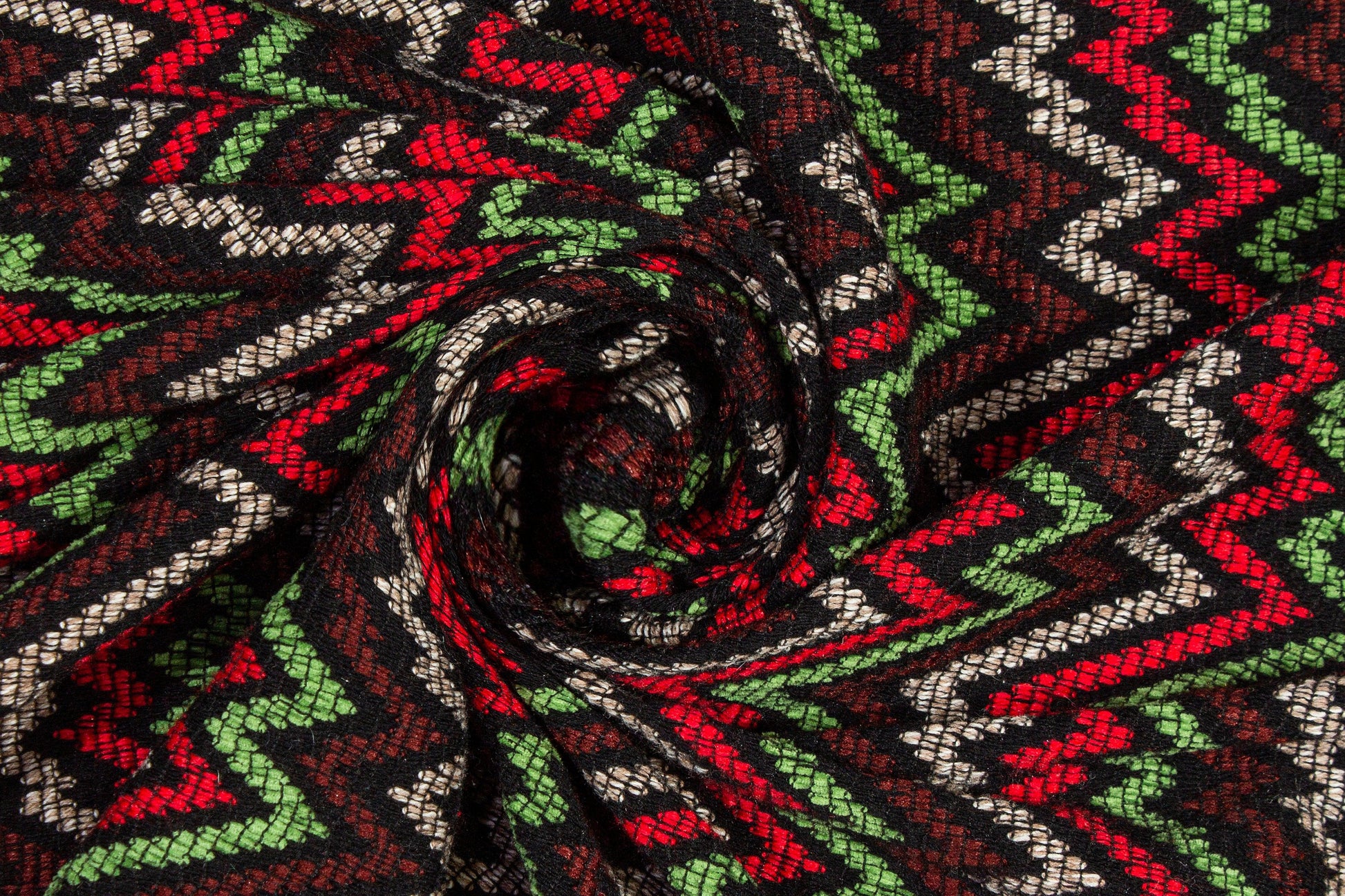 Multicolor Zig Zag Wool Jersey Knit - Prime Fabrics
