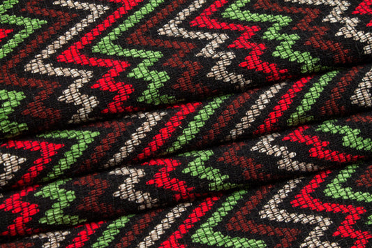 Multicolor Zig Zag Wool Jersey Knit - Prime Fabrics