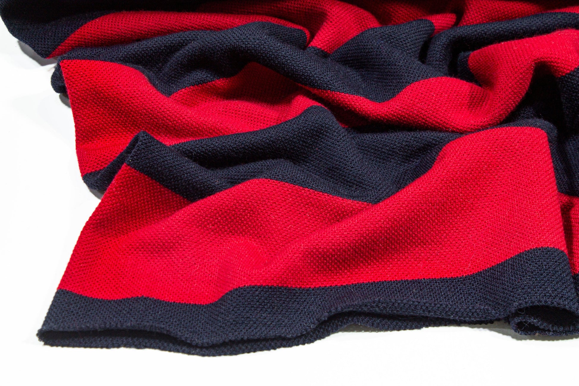 Red and Navy Striped Wool Jersey Knit - Prime Fabrics