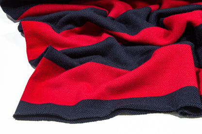 Red and Navy Striped Wool Jersey Knit - Prime Fabrics