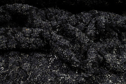 Black and Gray Floral Poly Wool Jersey - Prime Fabrics