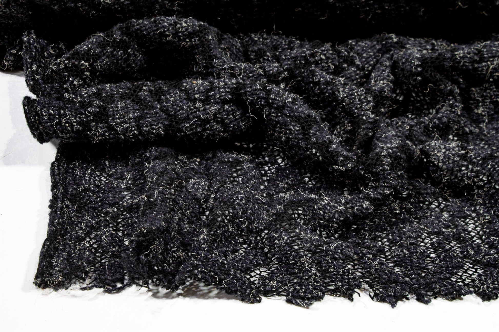 Black and Gray Floral Poly Wool Jersey - Prime Fabrics