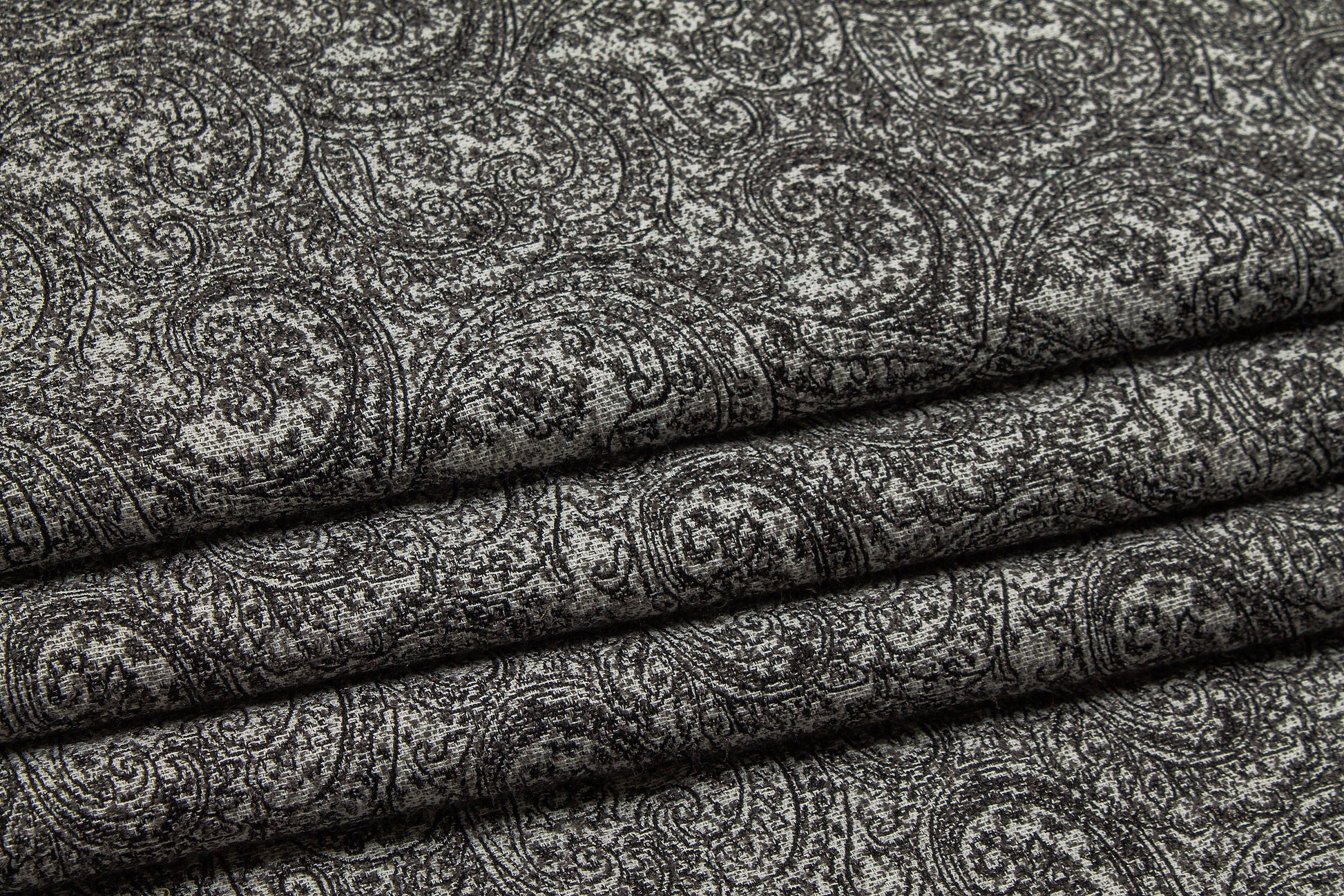 Gray Paisly Polyester Wool Blend - Prime Fabrics