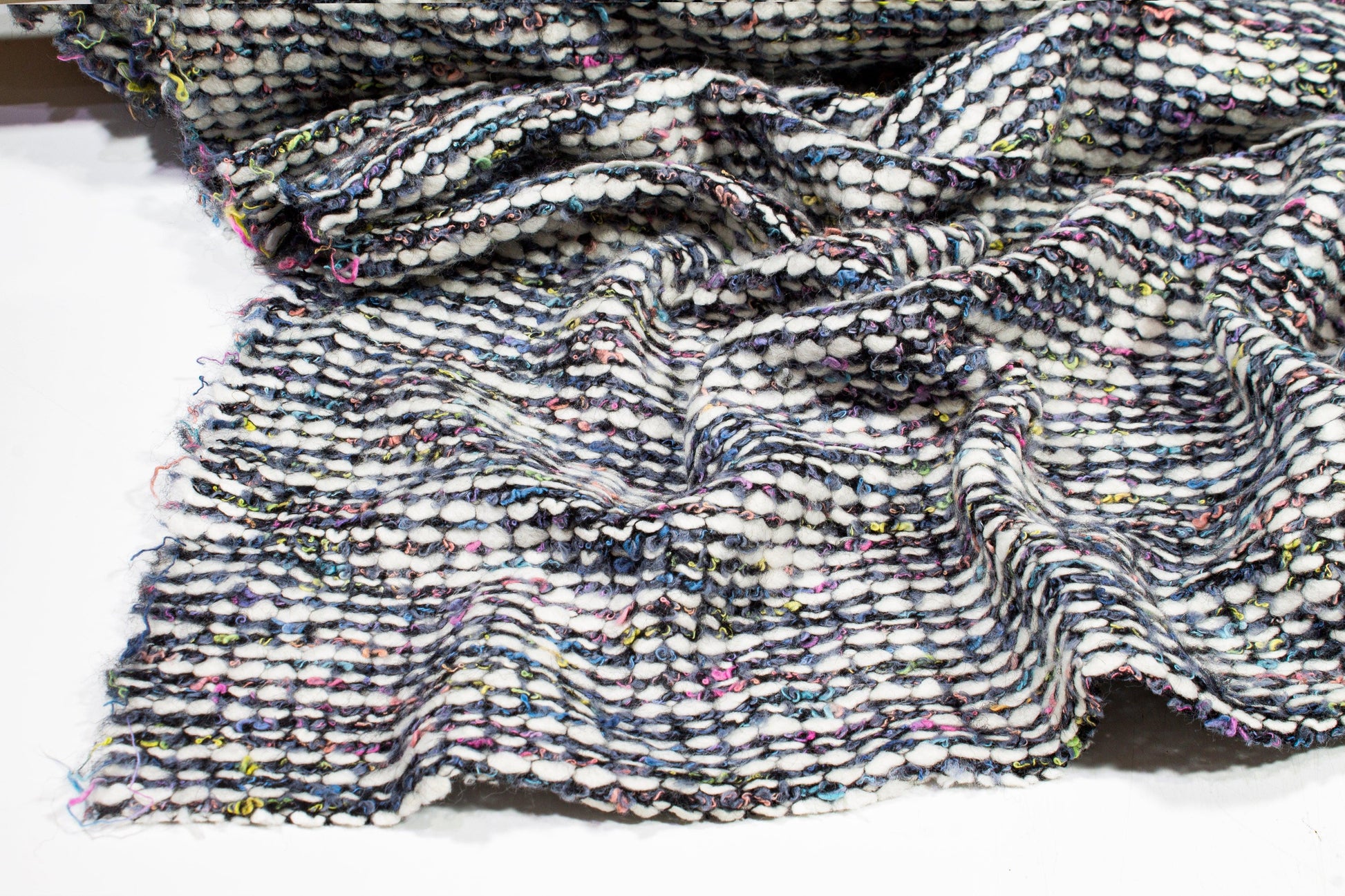 White and Multicolor Wool and Viscose Knit - Prime Fabrics