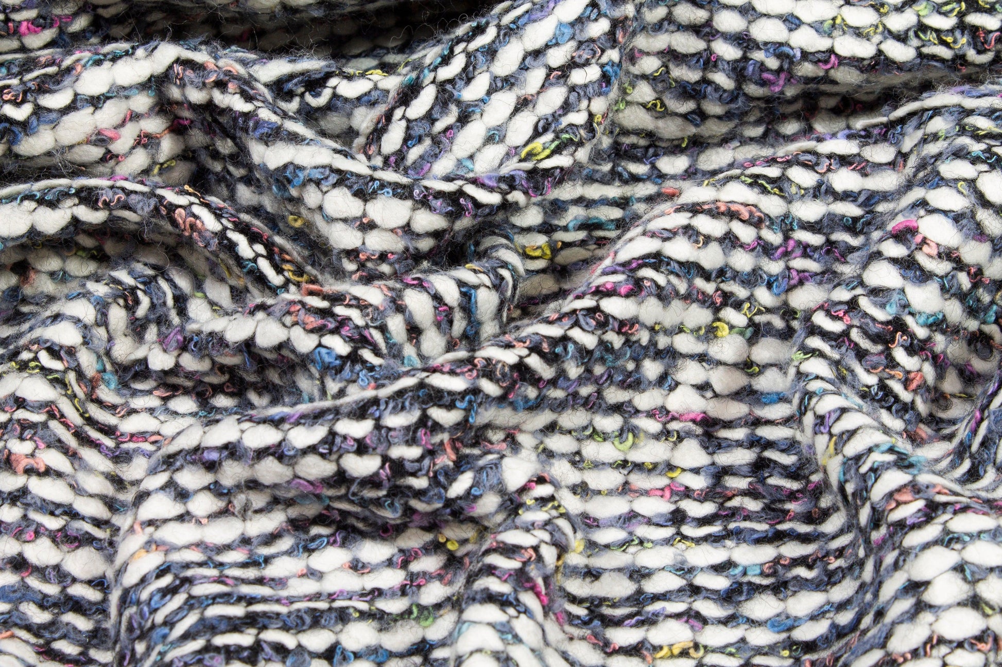 White and Multicolor Wool and Viscose Knit - Prime Fabrics