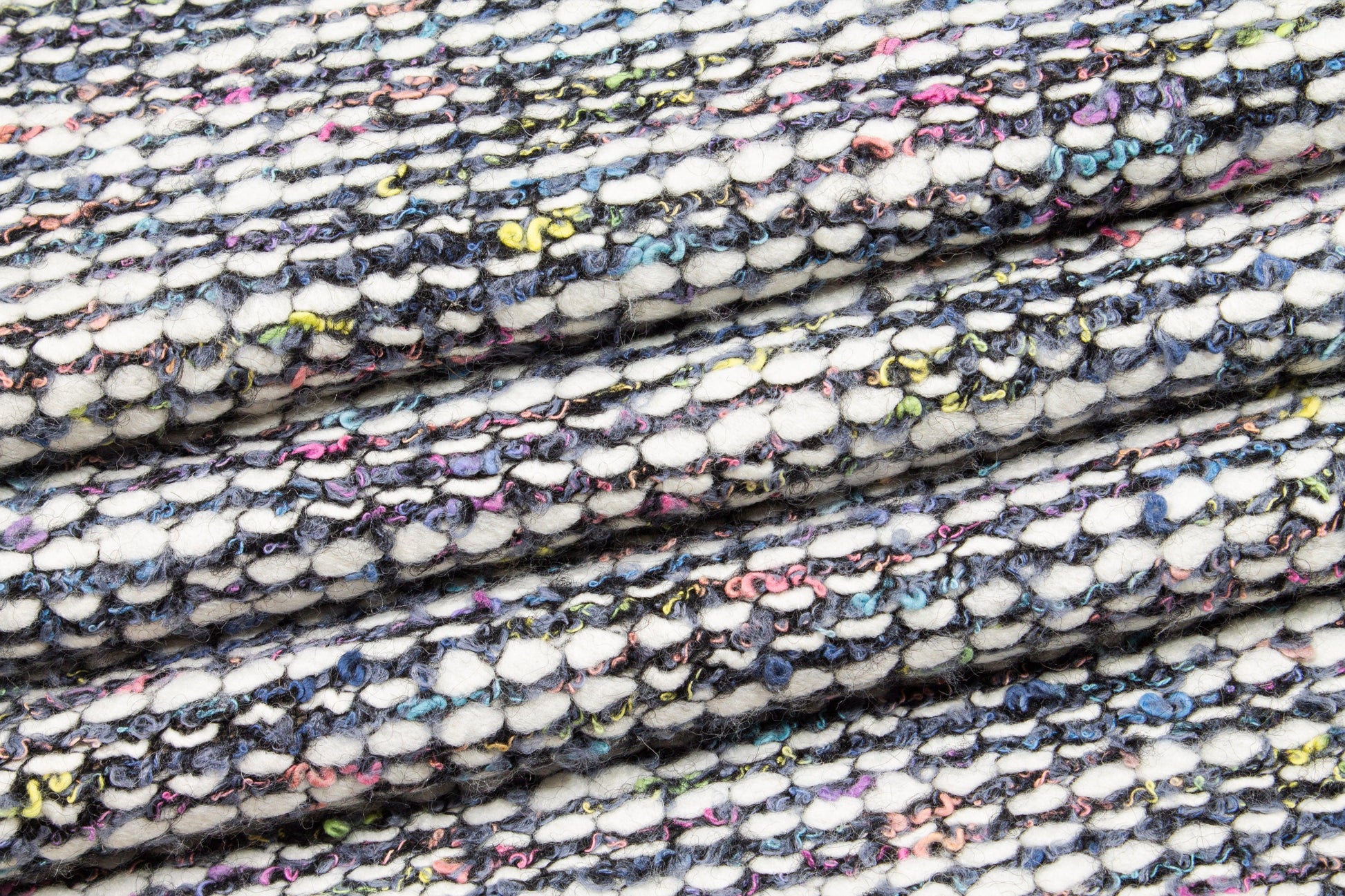 White and Multicolor Wool and Viscose Knit - Prime Fabrics