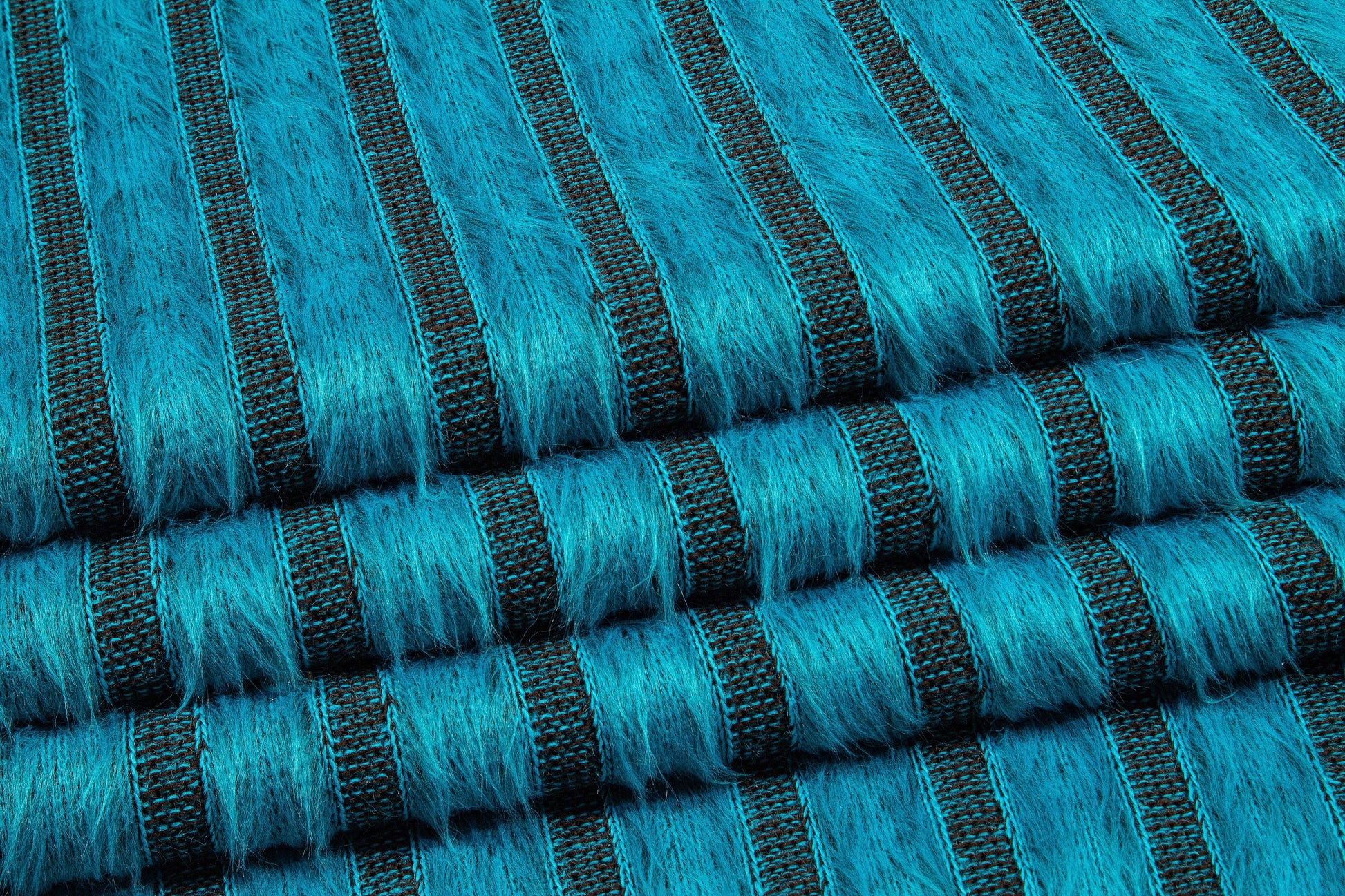 Turquoise Longhair Striped Poly Jersey - Prime Fabrics