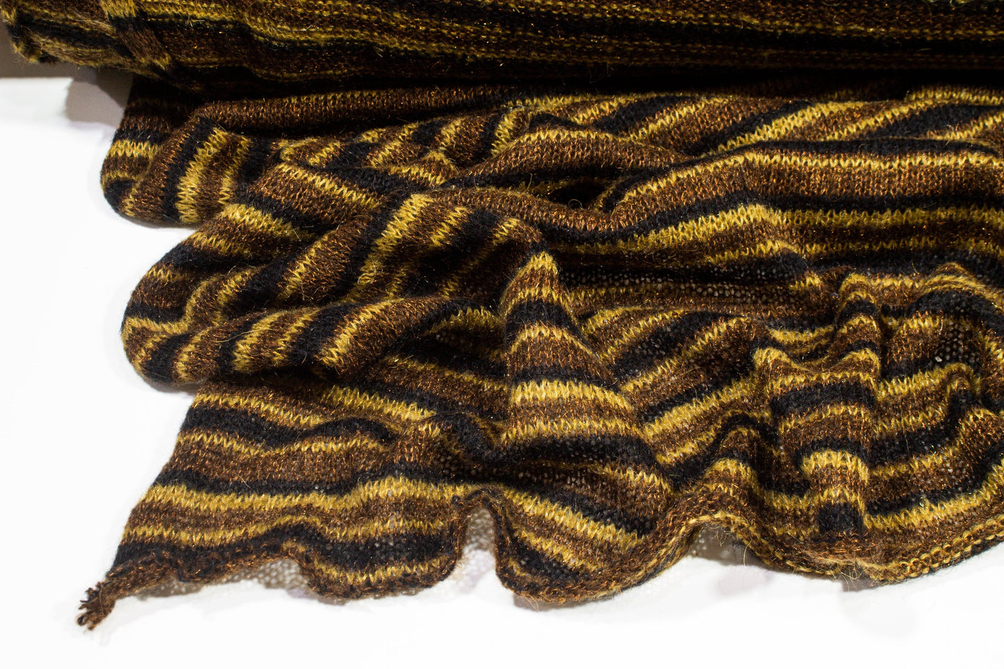 Brown and Black Striped Poly Wool Jersey Knit - Prime Fabrics