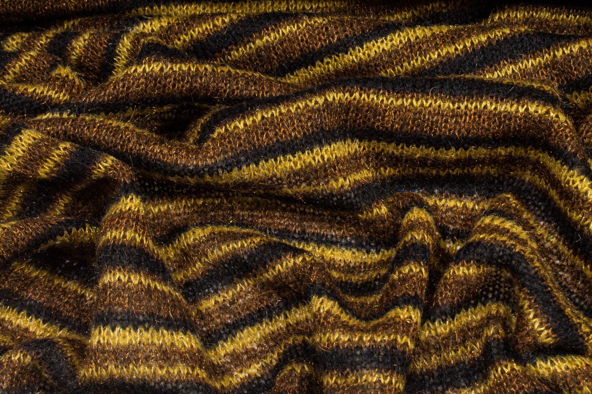 Brown and Black Striped Poly Wool Jersey Knit - Prime Fabrics
