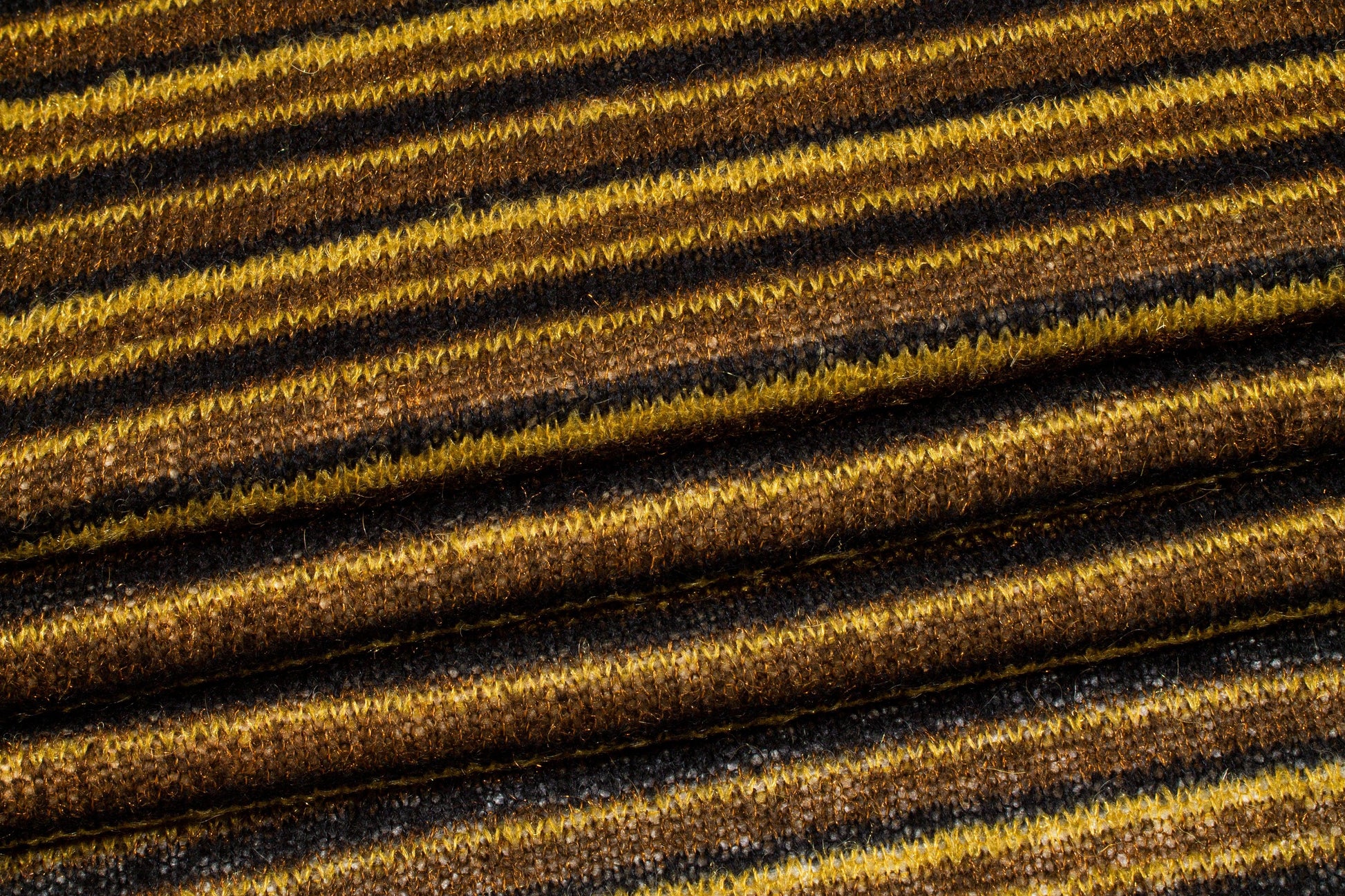 Brown and Black Striped Poly Wool Jersey Knit - Prime Fabrics