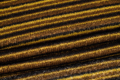 Brown and Black Striped Poly Wool Jersey Knit - Prime Fabrics