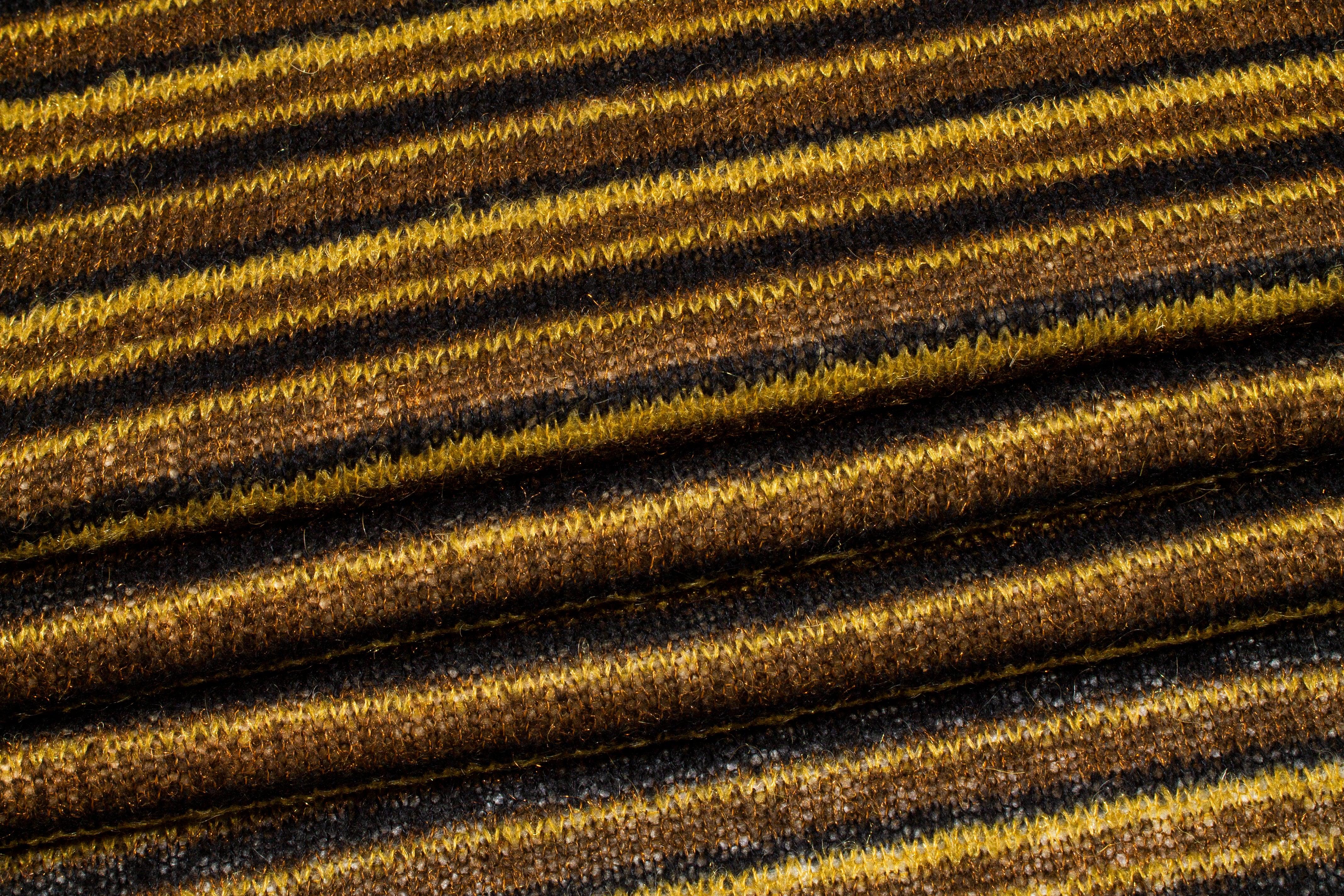 Brown and Black Striped Poly Wool Jersey Knit - Prime Fabrics