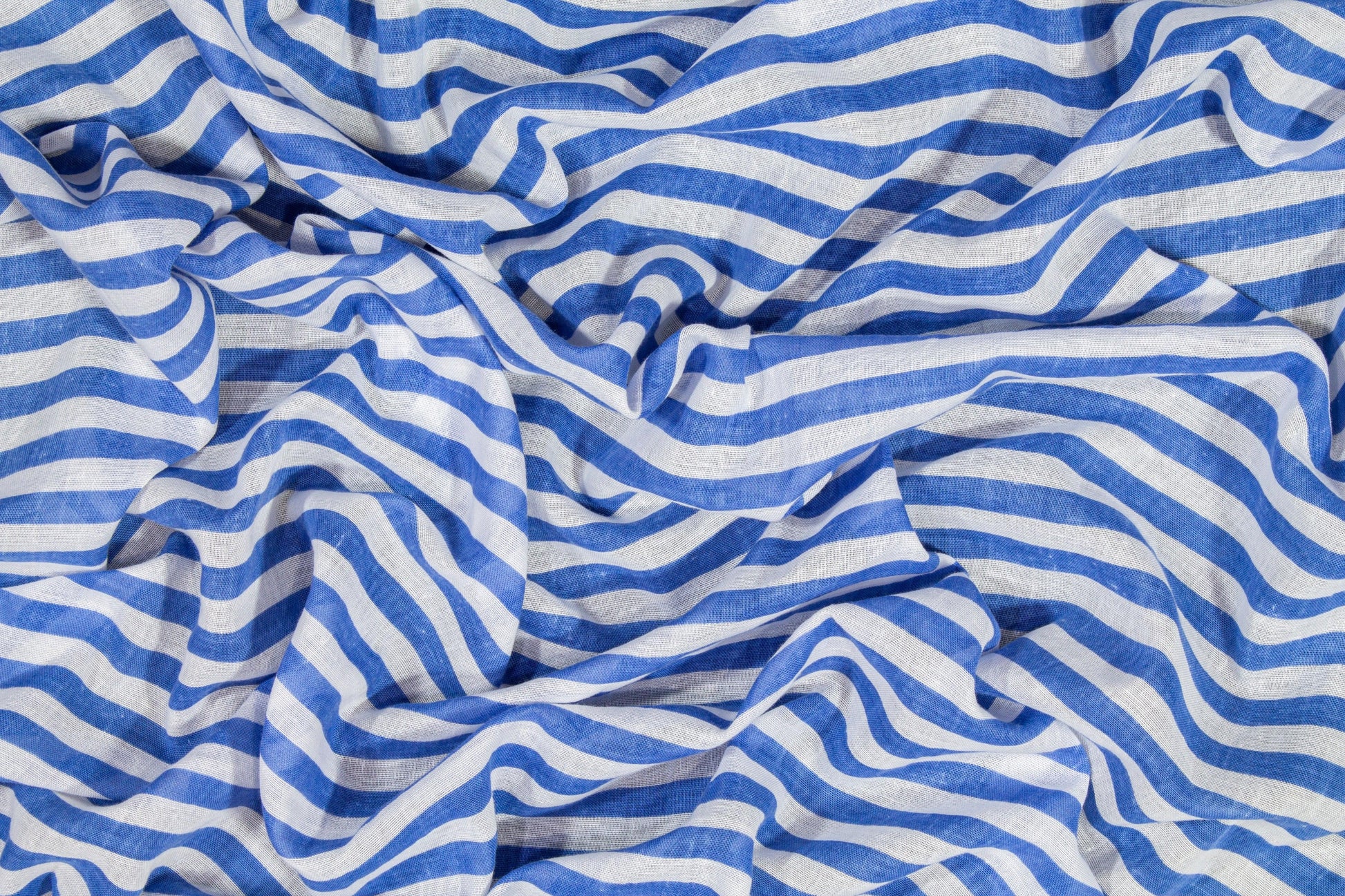 Striped Cotton Voile - Blue and White - Prime Fabrics