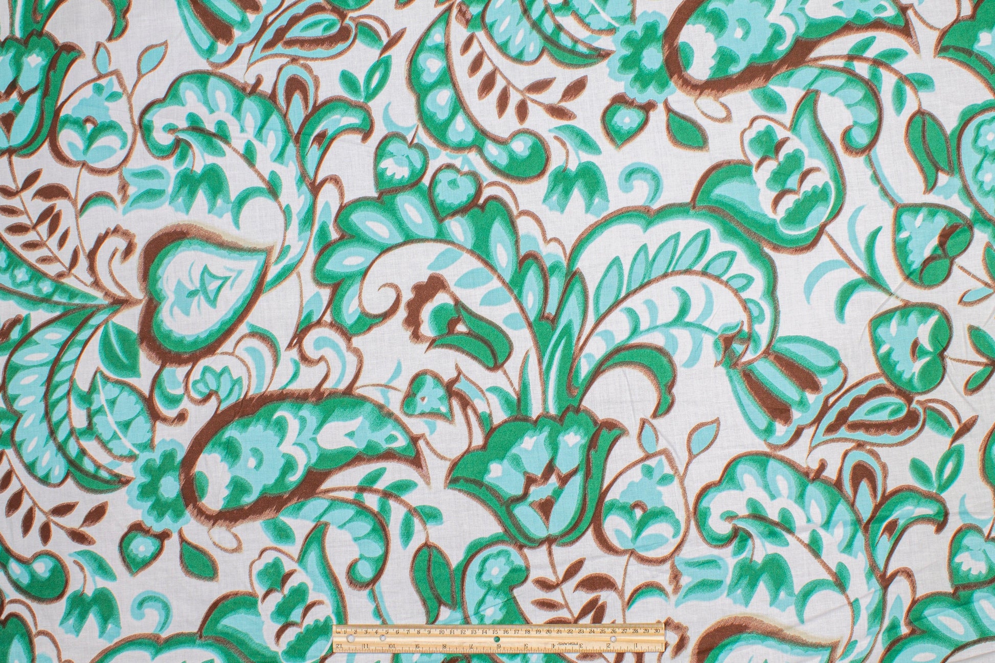 Floral Cotton Voile - Green, Brown, White - Prime Fabrics