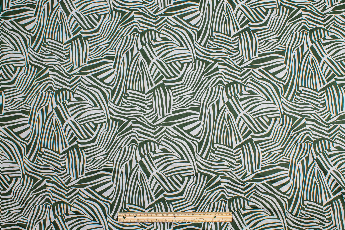 Abstract Zebra Print Cotton Voile - Green and White - Prime Fabrics
