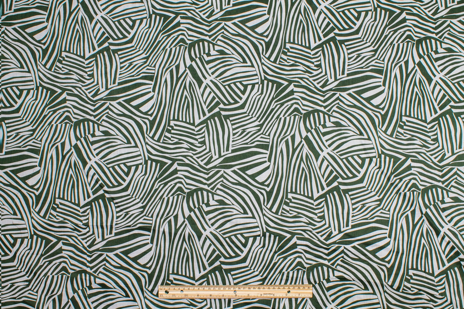 Abstract Zebra Print Cotton Voile - Green and White - Prime Fabrics