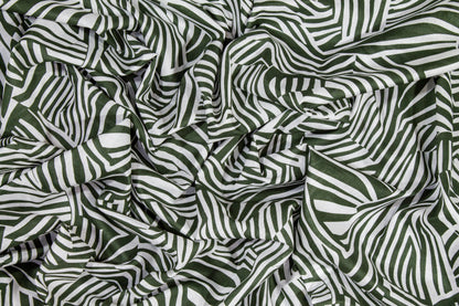 Abstract Zebra Print Cotton Voile - Green and White - Prime Fabrics