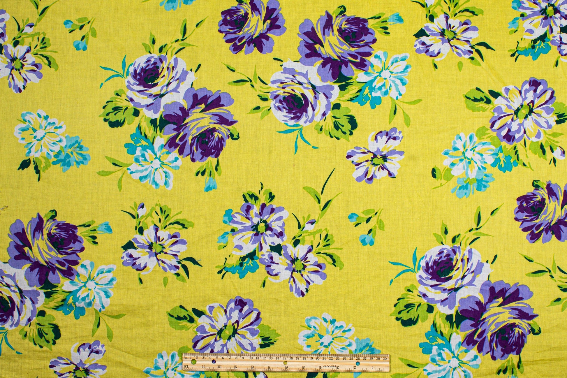 Floral Cotton Voile - Yellow, Blue, Purple - Prime Fabrics
