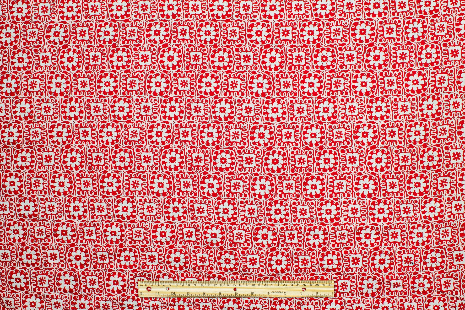 Floral Cotton Voile - Red and White - Prime Fabrics