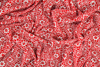 Floral Cotton Voile - Red and White - Prime Fabrics