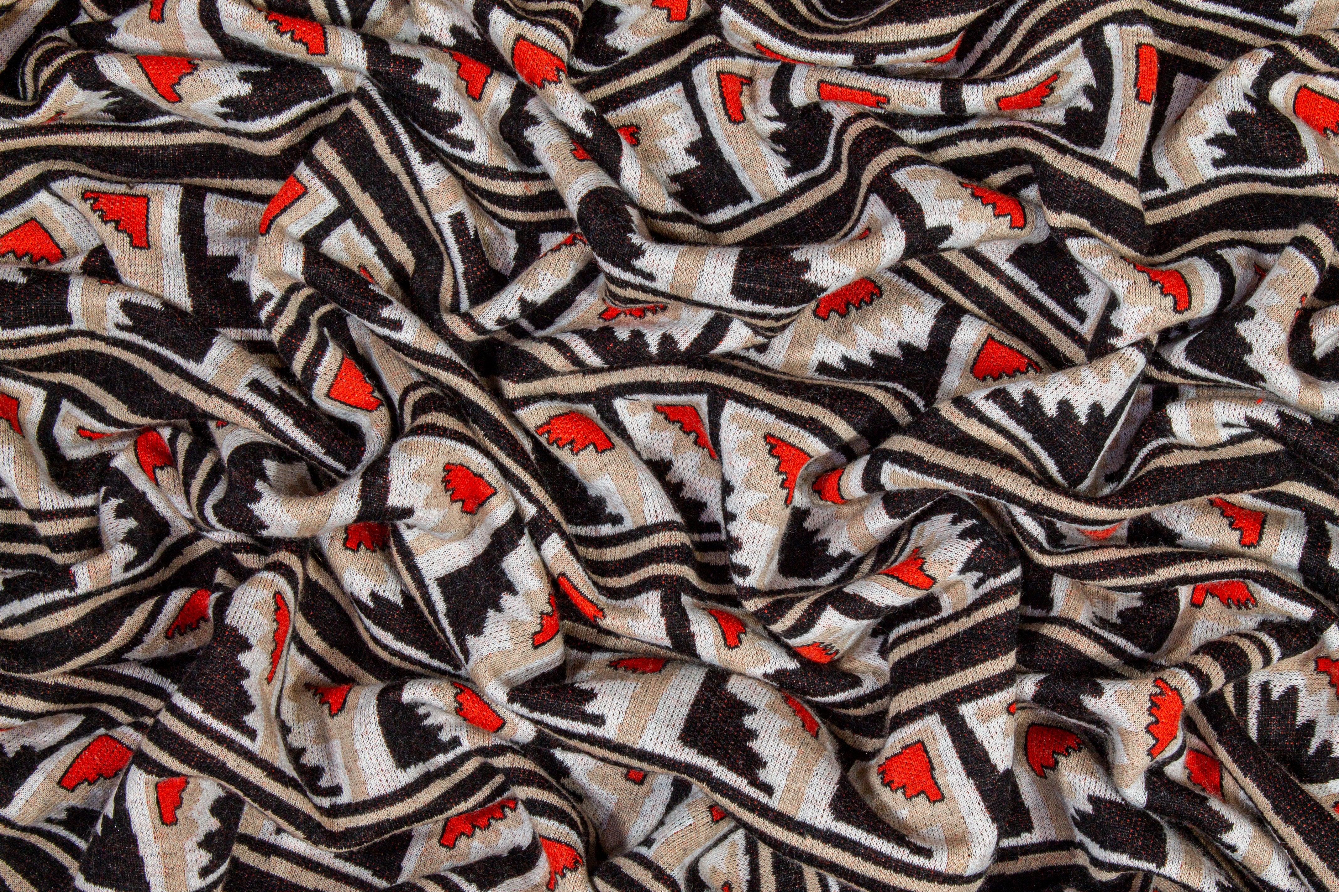 Brown, Beige and Orange Wool Jersey Knit - Prime Fabrics