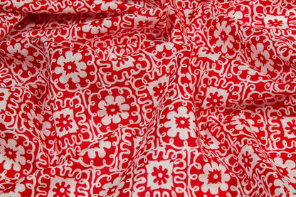Floral Cotton Voile - Red and White - Prime Fabrics