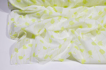 Crushed Floral Cotton Voile - Lime Green - Prime Fabrics
