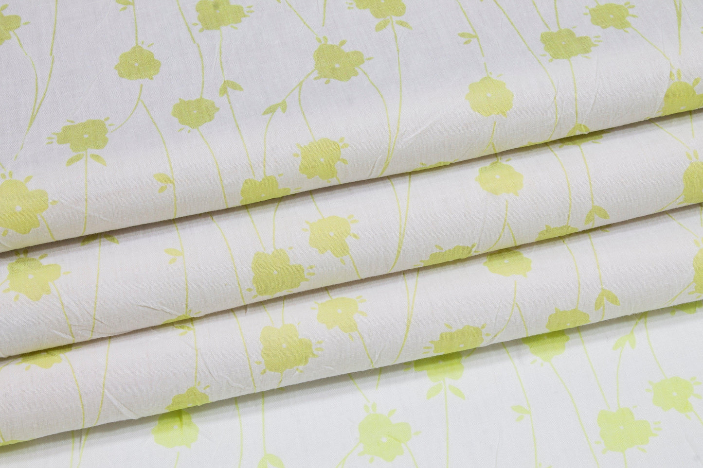 Crushed Floral Cotton Voile - Lime Green - Prime Fabrics