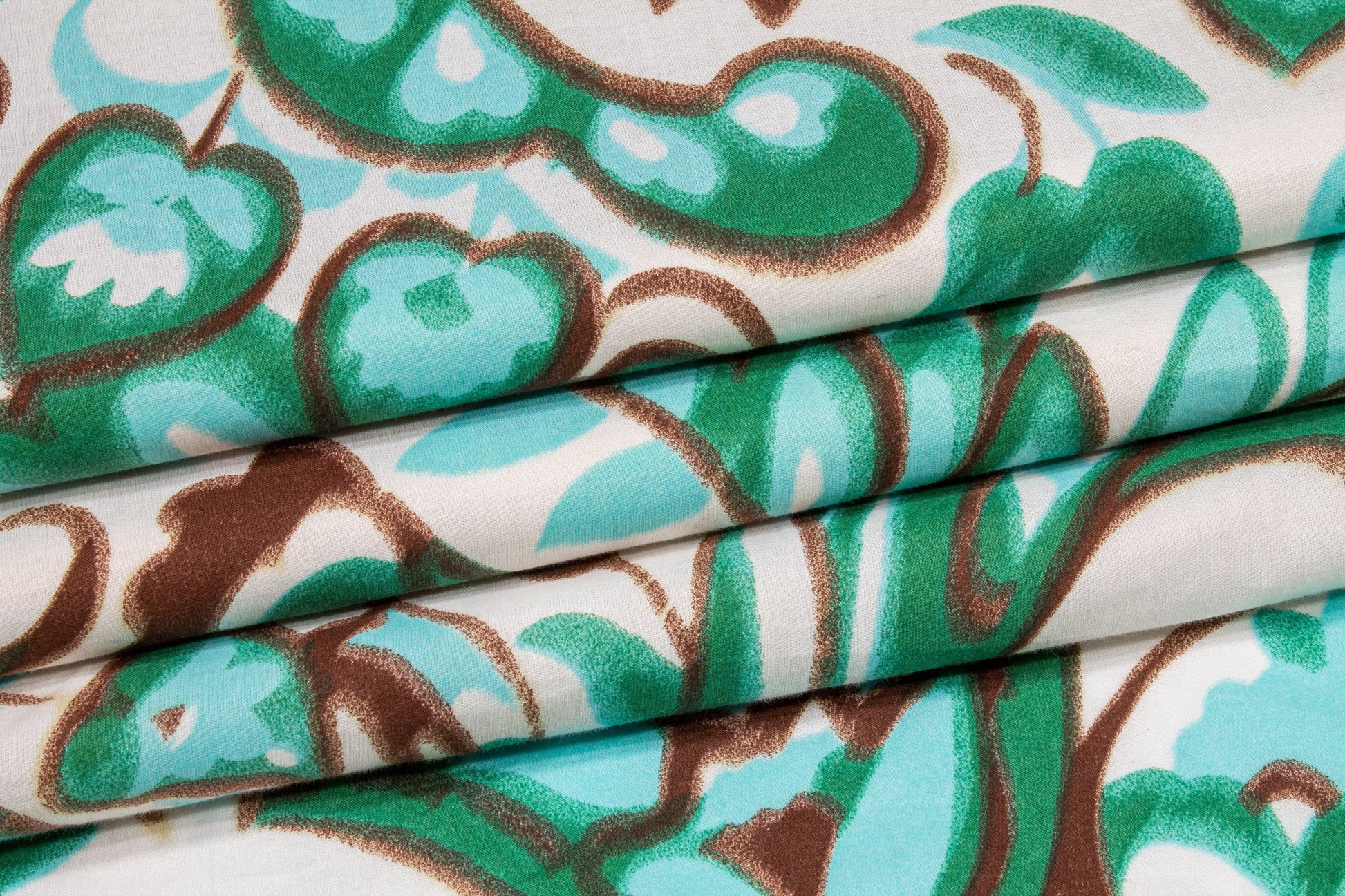 Floral Cotton Voile - Green, Brown, White - Prime Fabrics