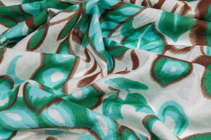 Floral Cotton Voile - Green, Brown, White - Prime Fabrics
