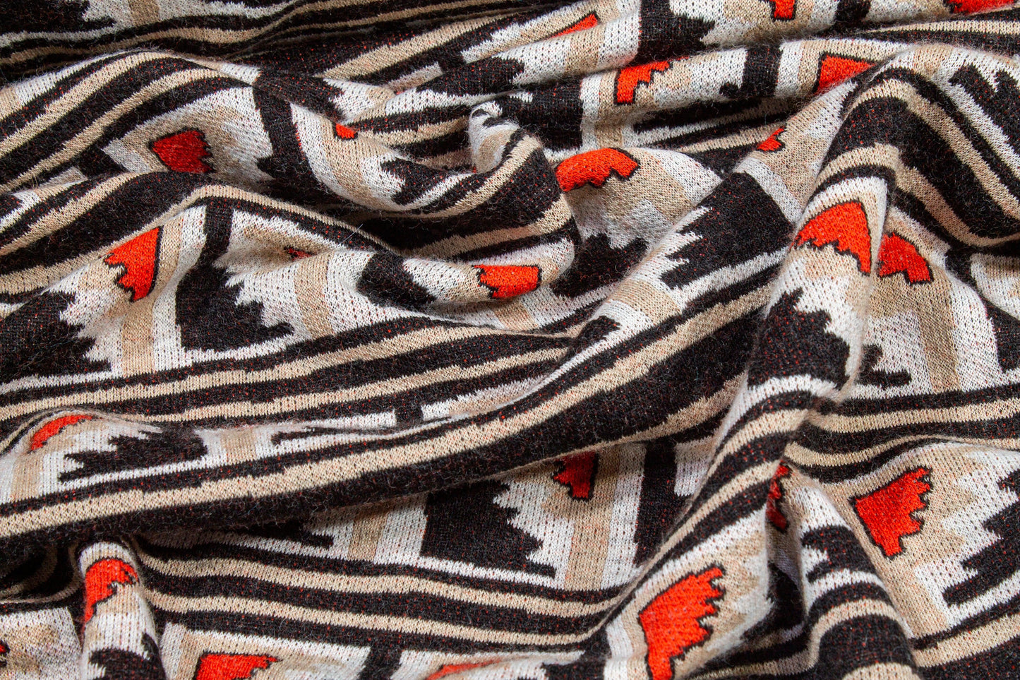 Brown, Beige and Orange Wool Jersey Knit - Prime Fabrics