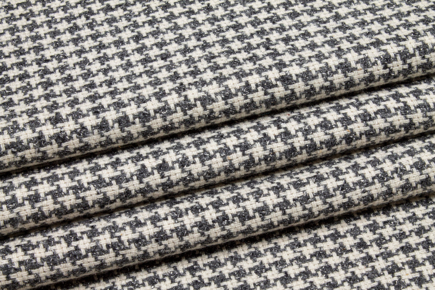 Gray and Off White Houndstooth Wool Tweed - Prime Fabrics
